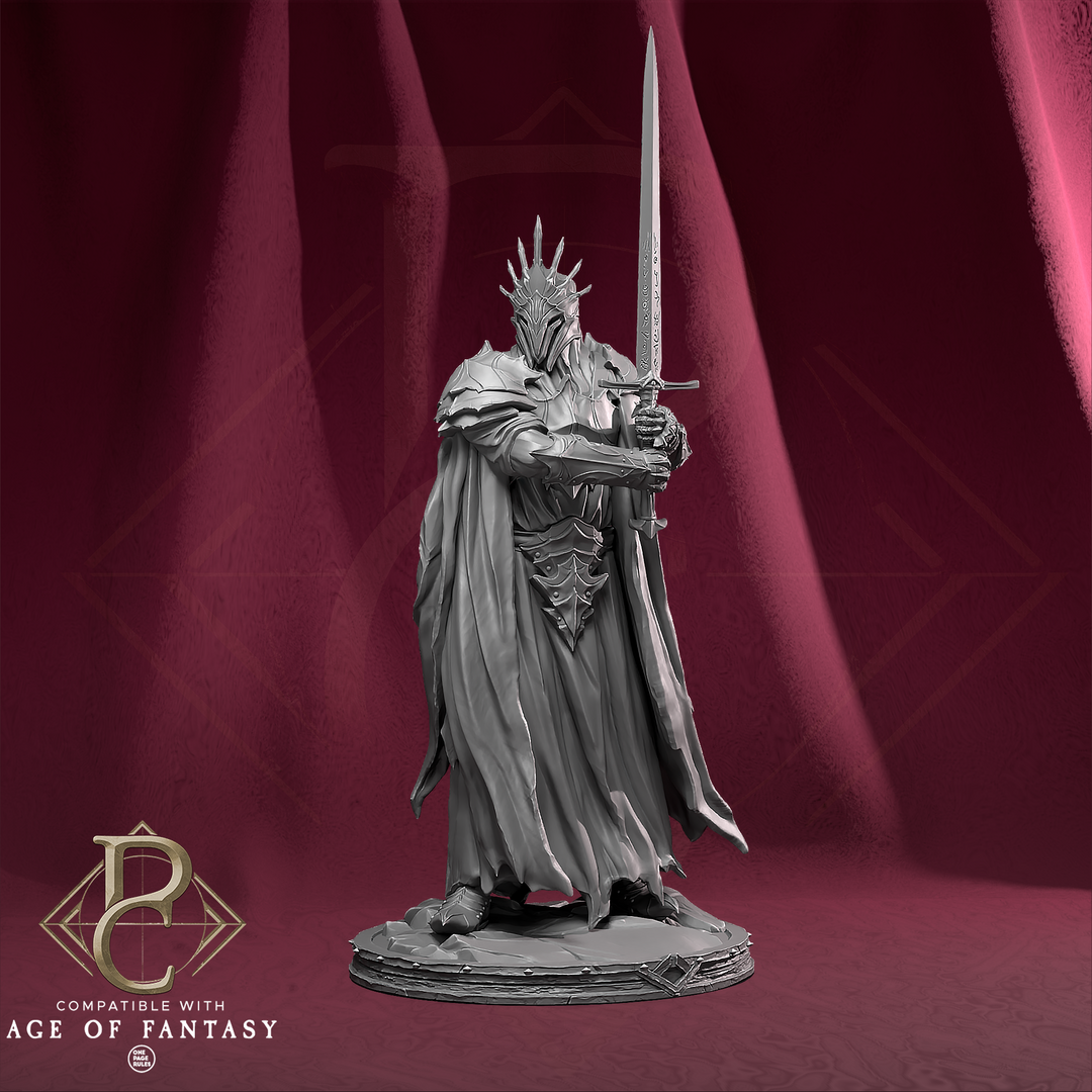 The Shadowed King of the Savarkar unpainted resin character miniature by Parasite Collectibles, 28-32mm DnD tabletop model.