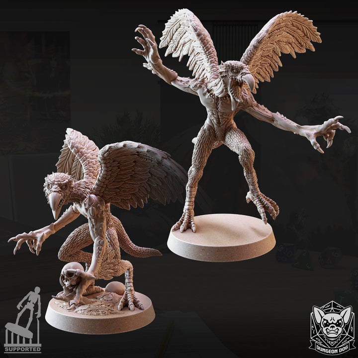 Vrock (Winged Creatures) unpainted resin fantasy miniature by Dungeon Dog, 28-32mm DnD tabletop model.