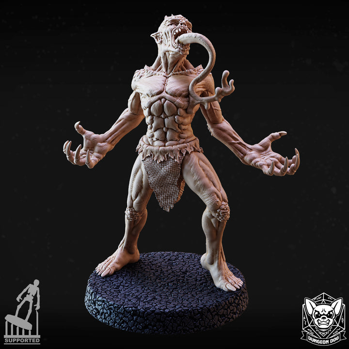 Abyssal Ghouls unpainted resin demon miniature by Dungeon Dog, 28-32mm DnD tabletop model.