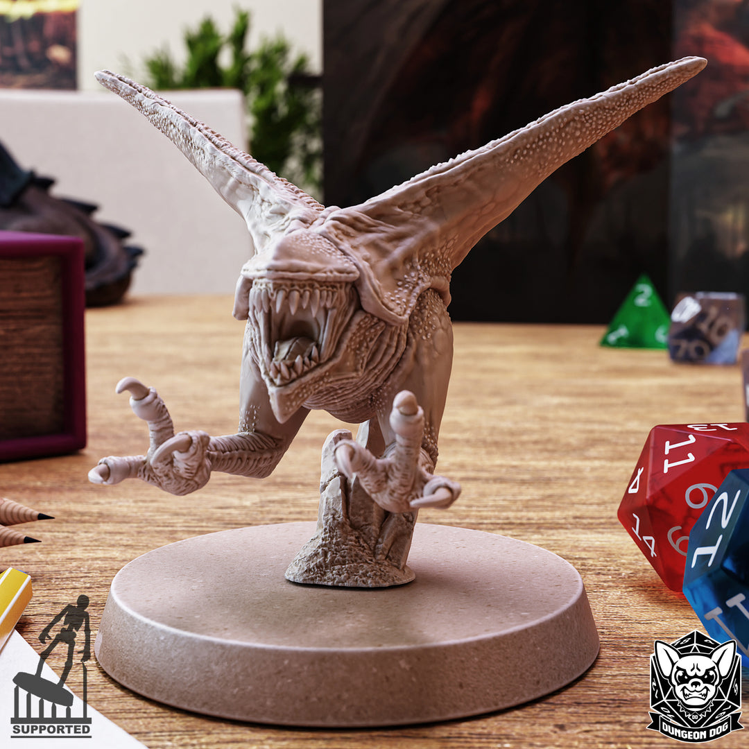 Abyssal Chicken unpainted resin fantasy miniature by Dungeon Dog, 28-32mm DnD tabletop model.