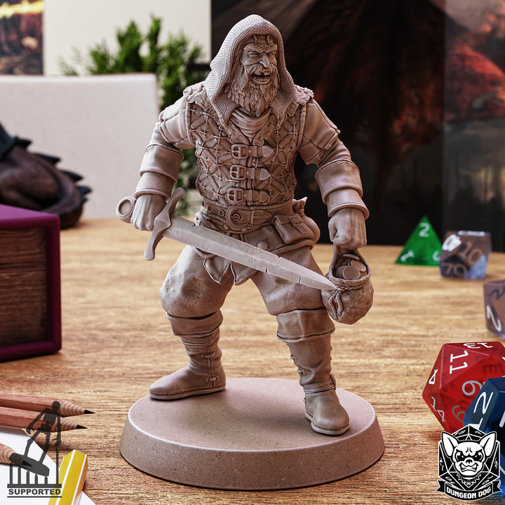 Bandits unpainted resin character miniature by Dungeon Dog, 28-32mm DnD tabletop model.