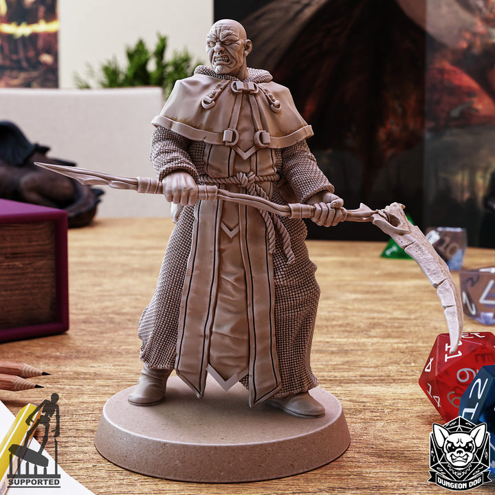 Cultists unpainted resin character miniature by Dungeon Dog, 28-32mm DnD tabletop model.