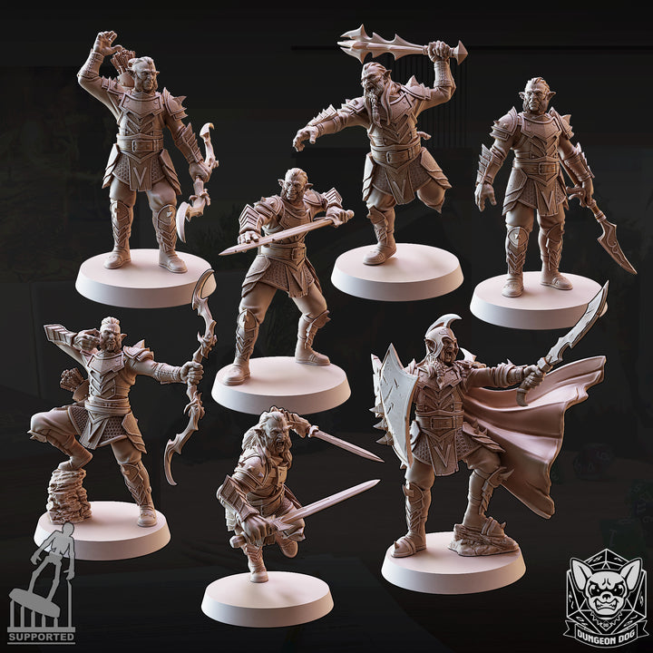Hobgoblin Crew unpainted resin orc miniature by Dungeon Dog, 28-32mm DnD tabletop model.