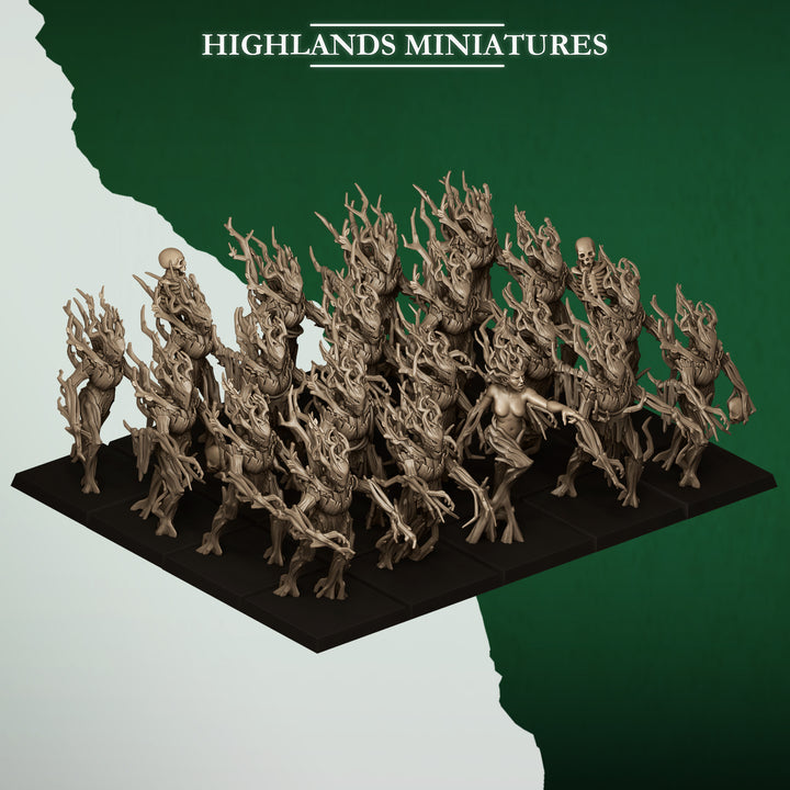 Feral Dryads unpainted resin elf miniature by Highlands Miniatures, 28-32mm DnD tabletop model.