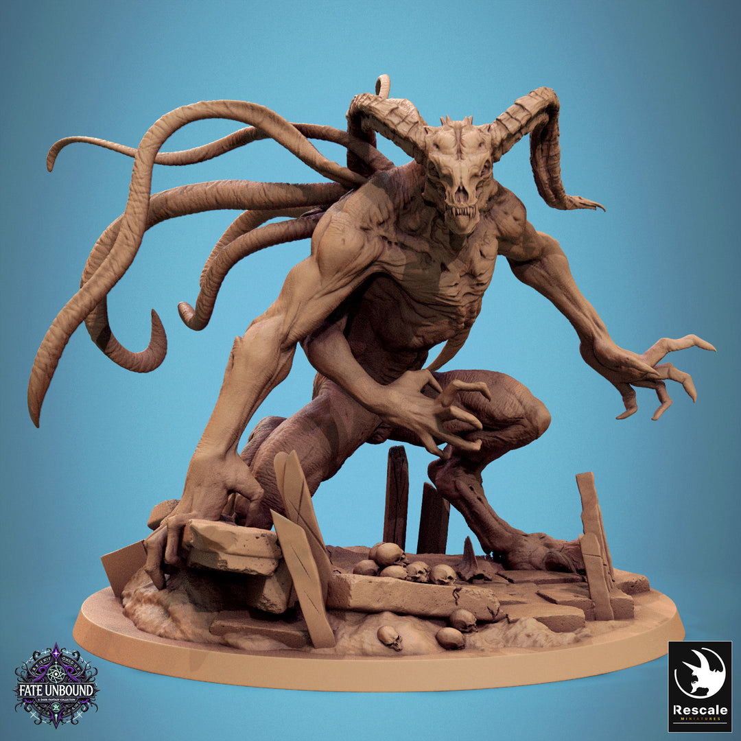 Monstrosity Draethon unpainted resin fantasy miniature by Rescale Miniatures, 28-32mm DnD tabletop model.
