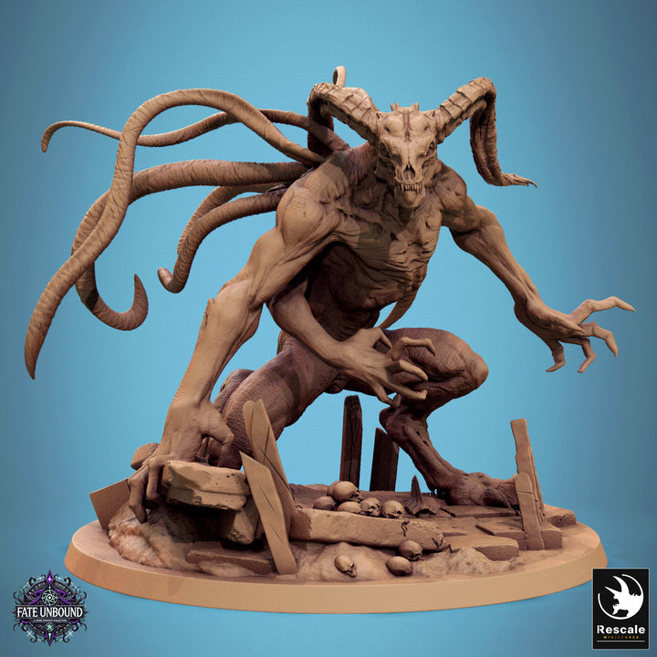 Monstrosity Draethon unpainted resin fantasy miniature by Rescale Miniatures, 28-32mm DnD tabletop model.