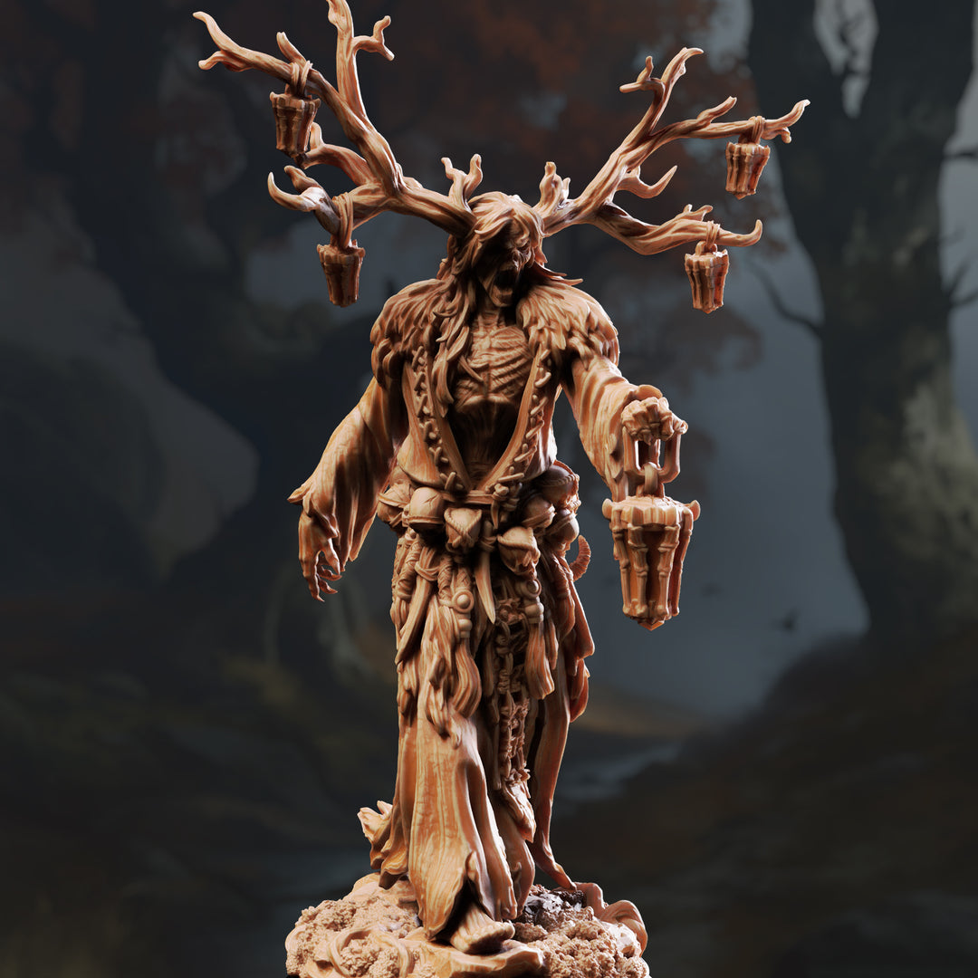 Elderwood Draugr - Lykteholder unpainted resin character miniature by DM Stash, 28-32mm DnD tabletop model.