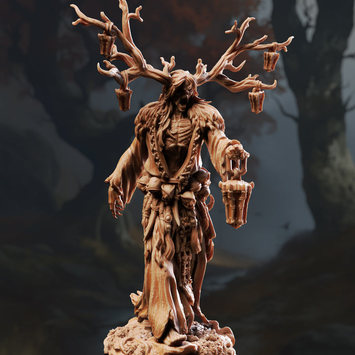 Elderwood Draugr - Lykteholder unpainted resin character miniature by DM Stash, 28-32mm DnD tabletop model.
