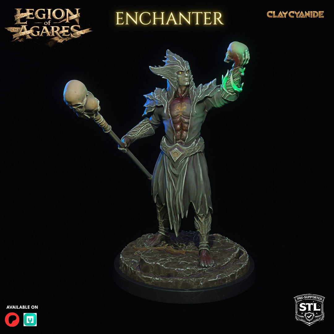 Enchanters unpainted resin undead miniature by Clay Cyanide, 28-32mm DnD tabletop model.