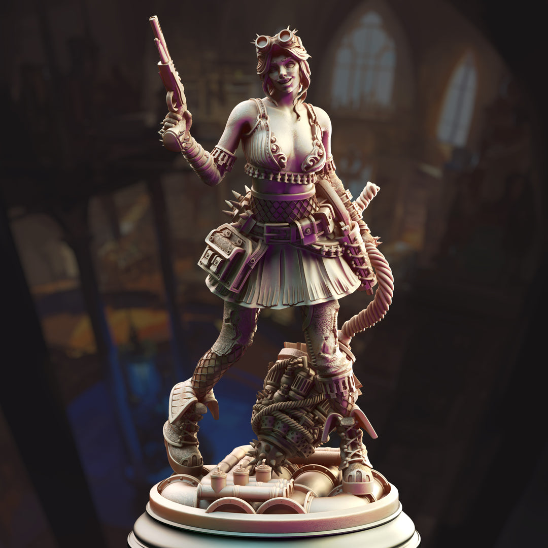 Manic Pixie Boom Girl - Eryial of Arvere unpainted resin elf miniature by DM Stash, 28-32mm DnD tabletop model.