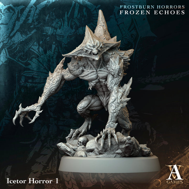 Icetor Horrors unpainted resin fantasy miniature by Archvillain Games, 28-32mm DnD tabletop model.