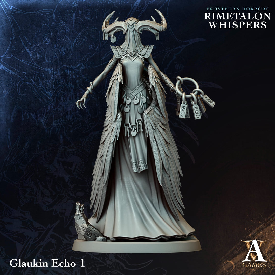 Glaukin Echoes unpainted resin fantasy miniature by Archvillain Games, 28-32mm DnD tabletop model.