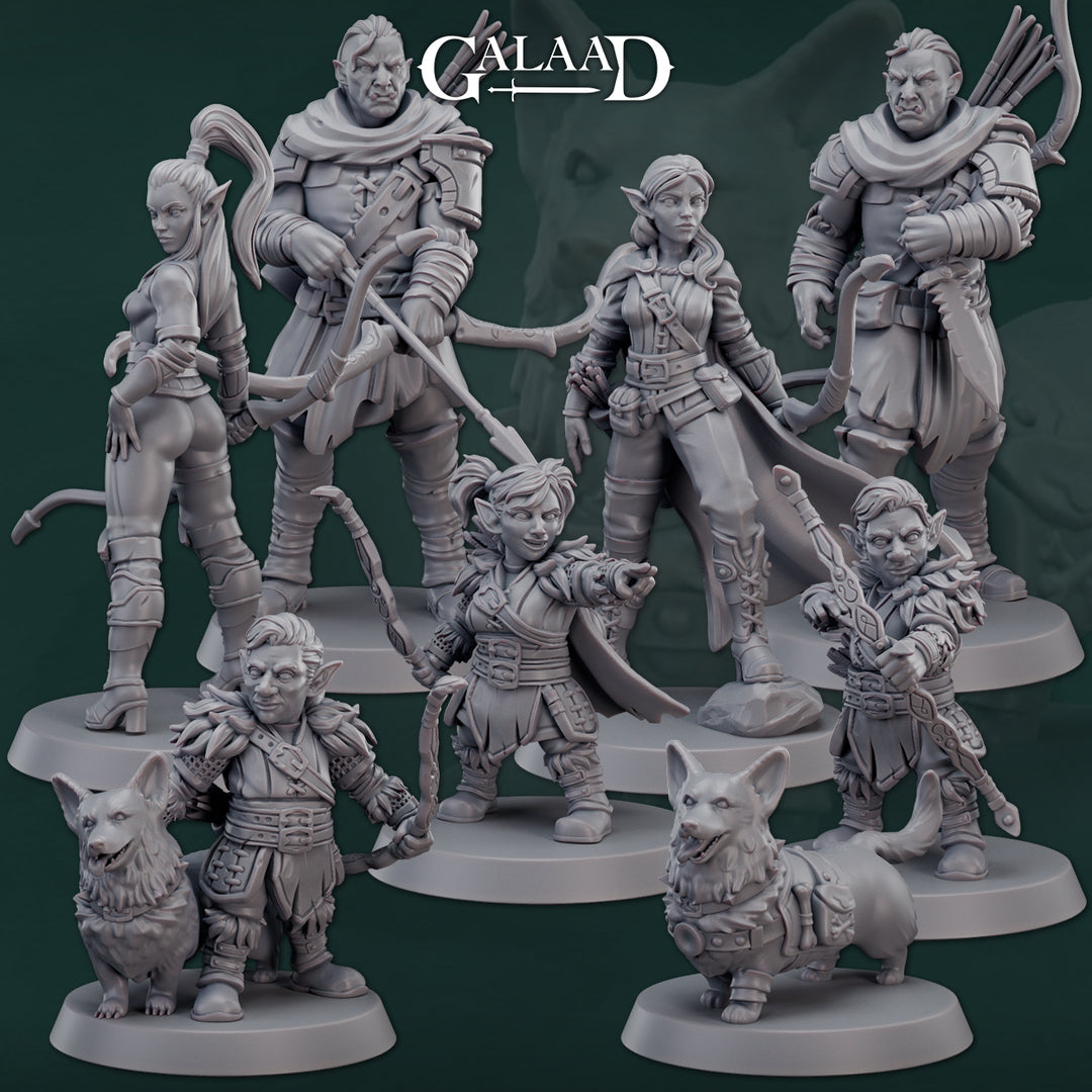 Rangers Bundle unpainted resin ranger miniature by Galaad Miniatures, 28-32mm DnD tabletop model.