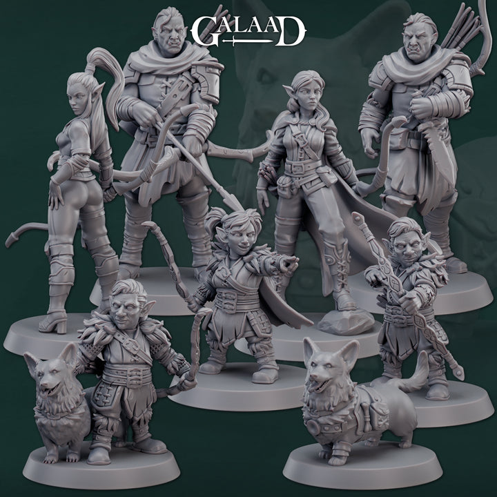 Rangers Bundle unpainted resin ranger miniature by Galaad Miniatures, 28-32mm DnD tabletop model.