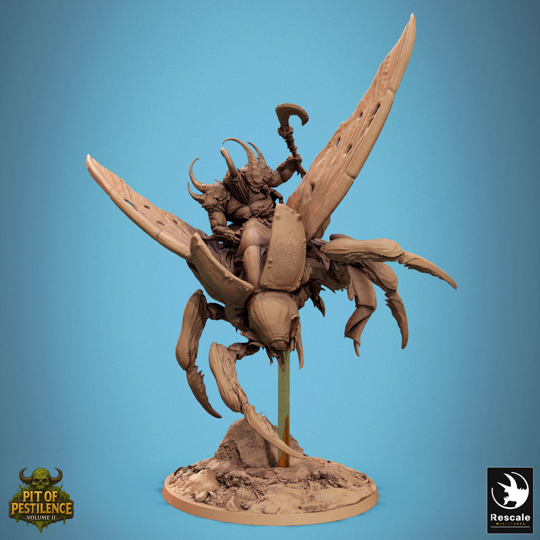 Scarab Host Flying unpainted resin fantasy centerpiece miniature by Rescale Miniatures, 28-32mm DnD tabletop model.