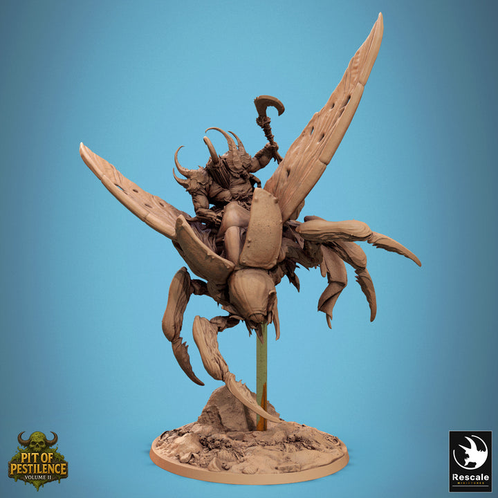 Scarab Host Flying unpainted resin fantasy centerpiece miniature by Rescale Miniatures, 28-32mm DnD tabletop model.