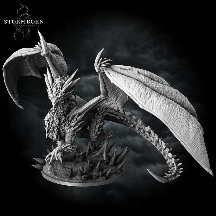 Frost Dragon unpainted resin dragon miniature by Stormborn Collectibles, 28-32mm DnD tabletop model.