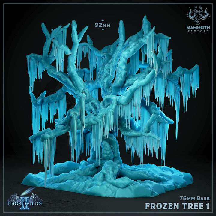 Frozen Tree (75mm base) tabletop terrain piece by Mammoth Factory, 28-32mm wargaming scenery.