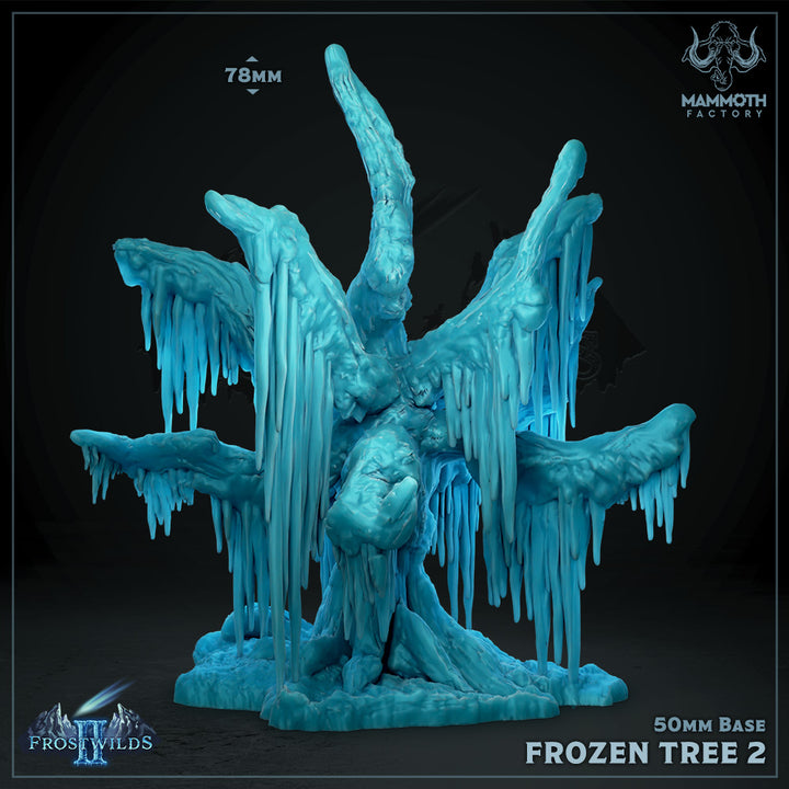 Frozen Tree (50mm base) tabletop terrain piece by Mammoth Factory, 28-32mm wargaming scenery.
