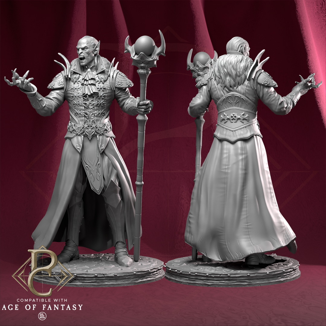 Vhalmor, Lord of the Wings of Damnation unpainted resin vampire miniature by Parasite Collectibles, 28-32mm DnD tabletop model.