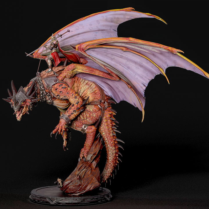Garathrok Infernal Ember unpainted resin dragon miniature by Parasite Collectibles, 28-32mm DnD tabletop model.
