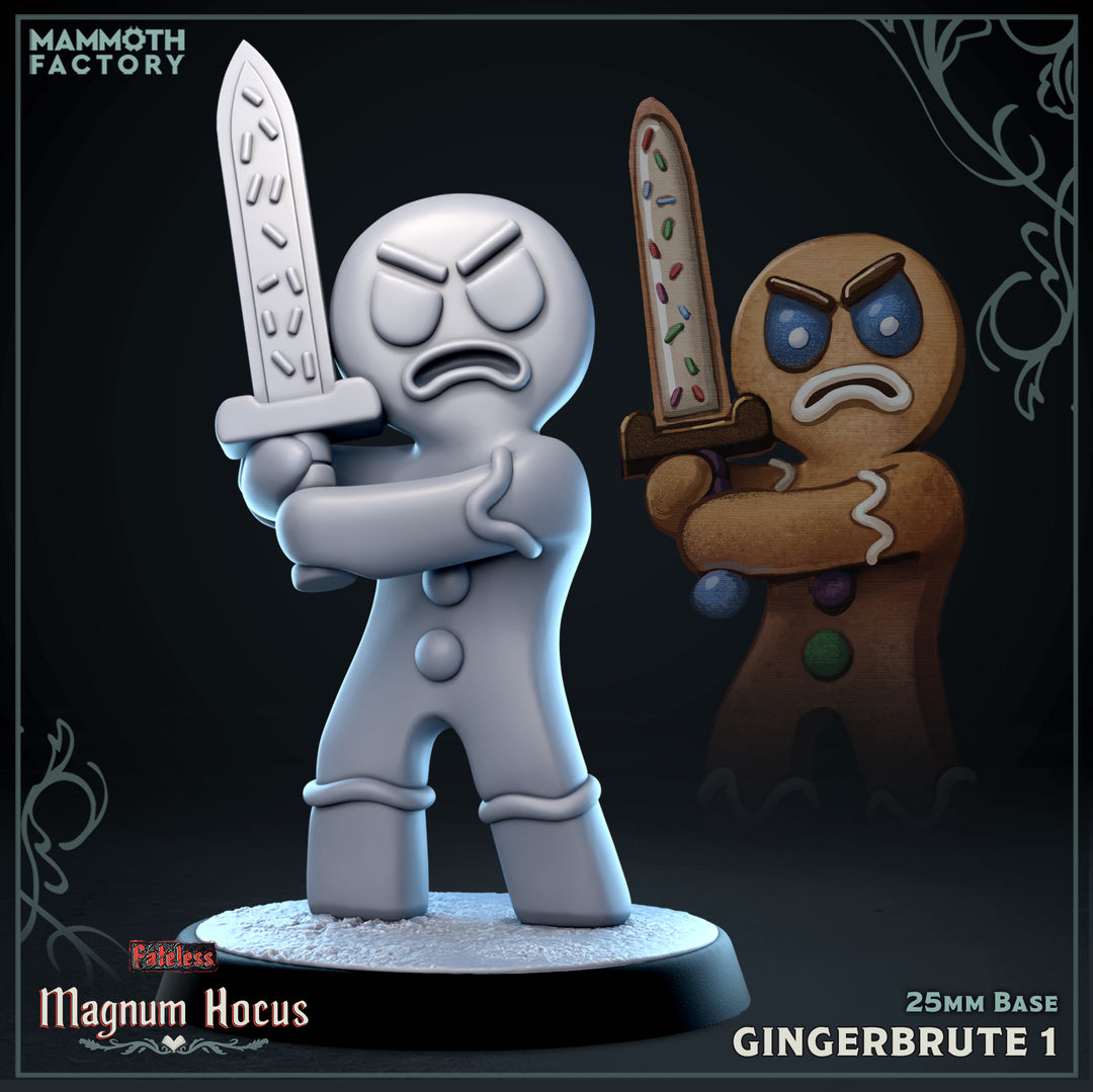 Gingerbrutes unpainted resin character miniature by Mammoth Factory, 28-32mm DnD tabletop model.