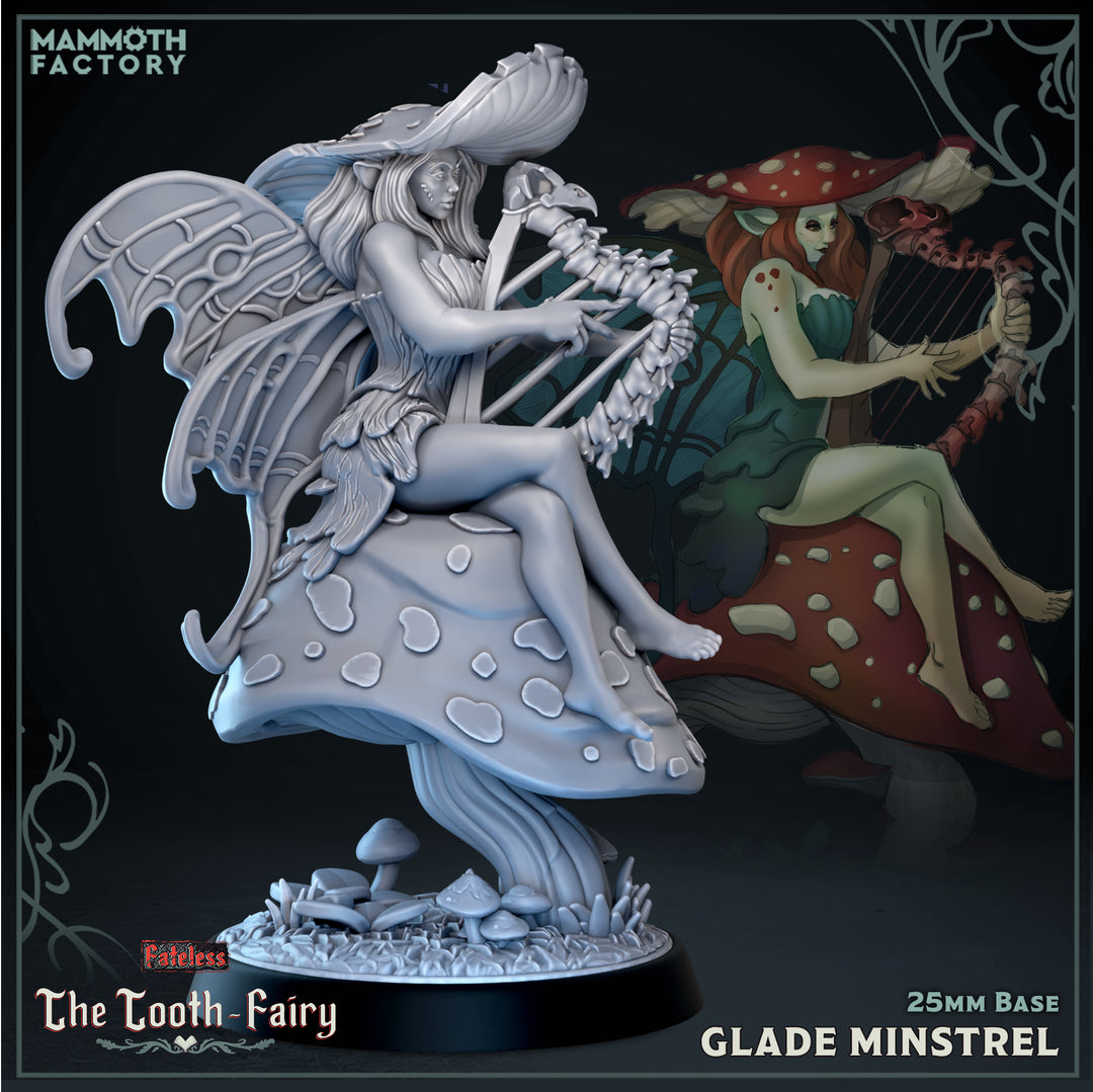 Glade Ministrel unpainted resin elf miniature by Mammoth Factory, 28-32mm DnD tabletop model.