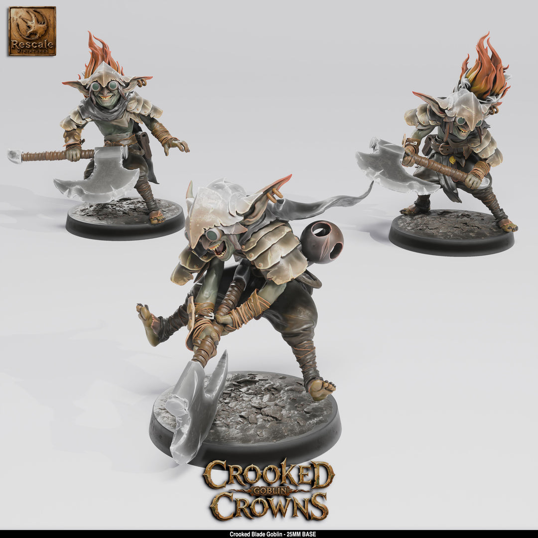 Goblin Pack unpainted resin goblin miniature by Rescale Miniatures, 28-32mm DnD tabletop model.