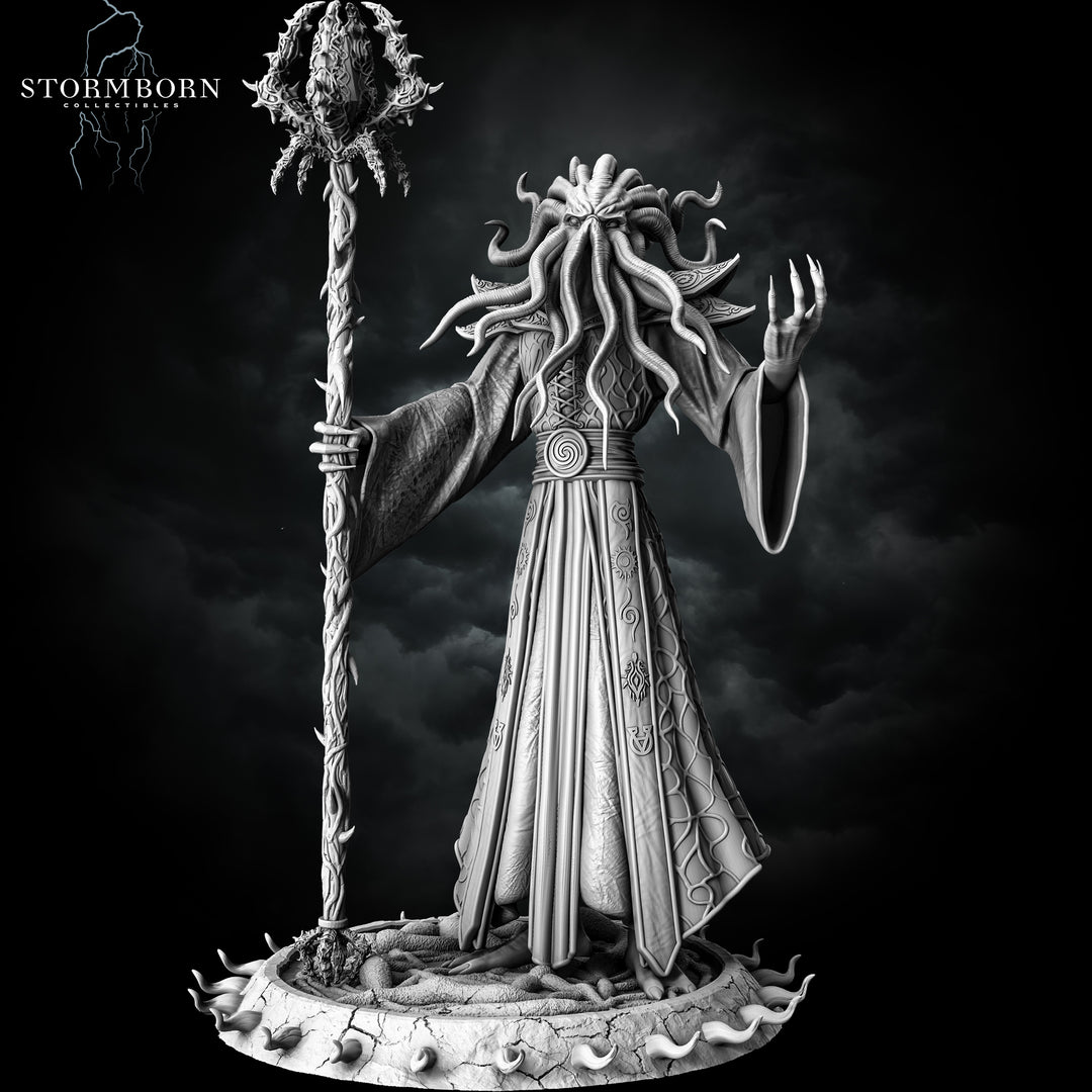 Mindflayer unpainted resin character miniature by Stormborn Collectibles, 28-32mm DnD tabletop model.