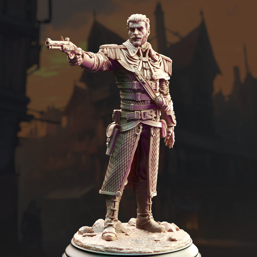 High Inquisitor Officer - Lorthren unpainted resin character miniature by DM Stash, 28-32mm DnD tabletop model.