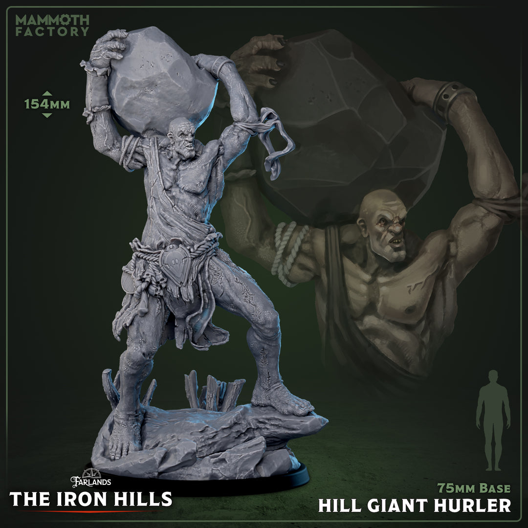 Hill Giant Hurler unpainted resin giant miniature by Mammoth Factory, 28-32mm DnD tabletop model.