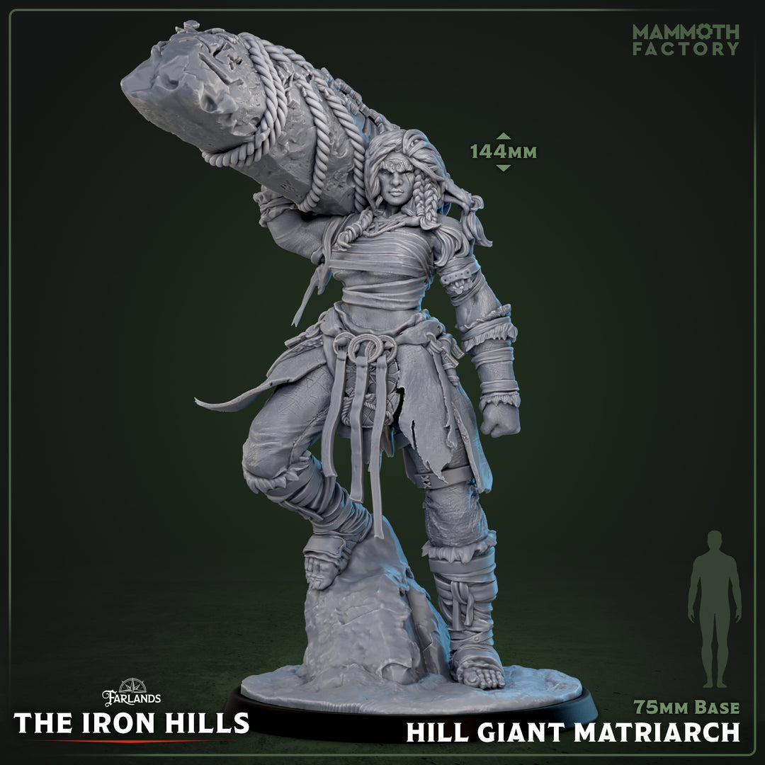 Hill Giant Matriarch unpainted resin giant miniature by Mammoth Factory, 28-32mm DnD tabletop model.