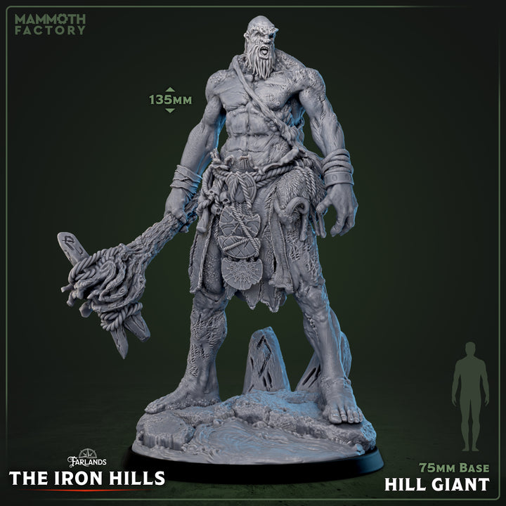 Hill Giant unpainted resin giant miniature by Mammoth Factory, 28-32mm DnD tabletop model.