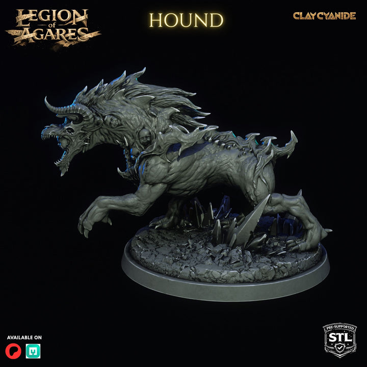 Hounds unpainted resin fantasy miniature by Clay Cyanide, 28-32mm DnD tabletop model.