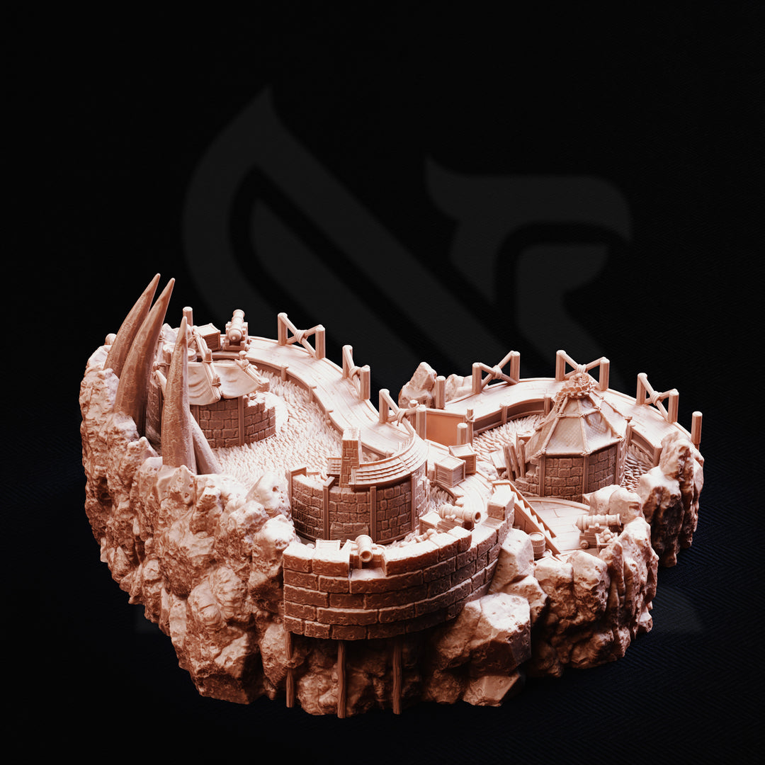 Adventurer's Guild Camp Site - Hunter's Respite tabletop terrain piece by DM Stash, 28-32mm wargaming scenery.