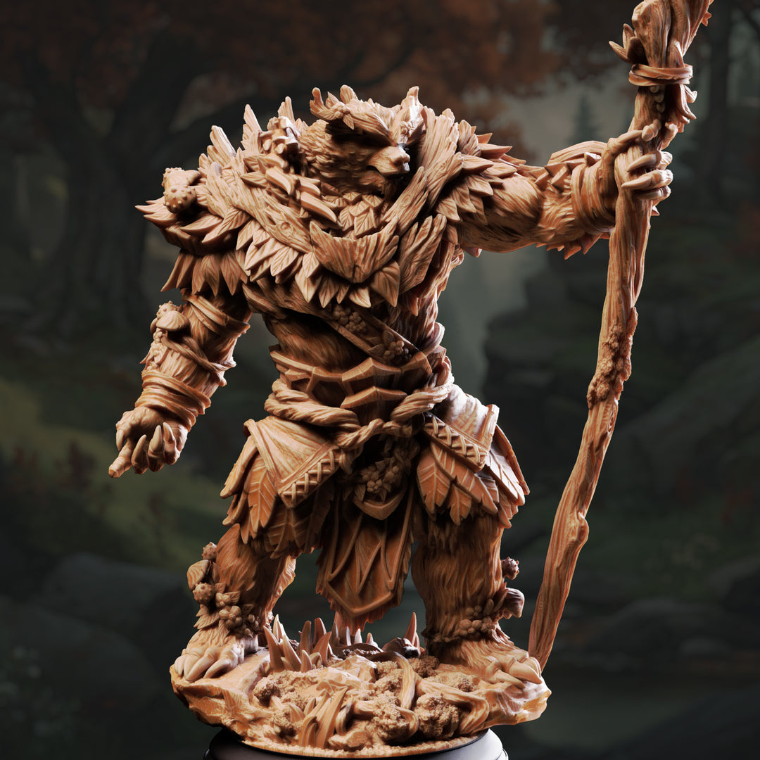 Werebear Druid - Hvitabjorn unpainted resin druid miniature by DM Stash, 28-32mm DnD tabletop model.
