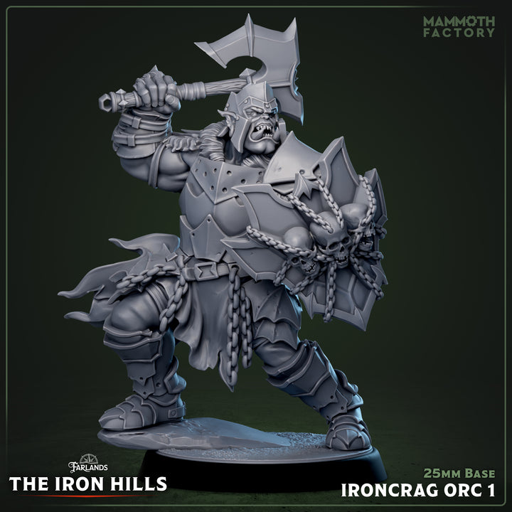Ironcrag Orcs unpainted resin orc miniature by Mammoth Factory, 28-32mm DnD tabletop model.