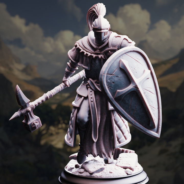 Conquest Paladin - Jeremus of Jochenia unpainted resin paladin miniature by DM Stash, 28-32mm DnD tabletop model.