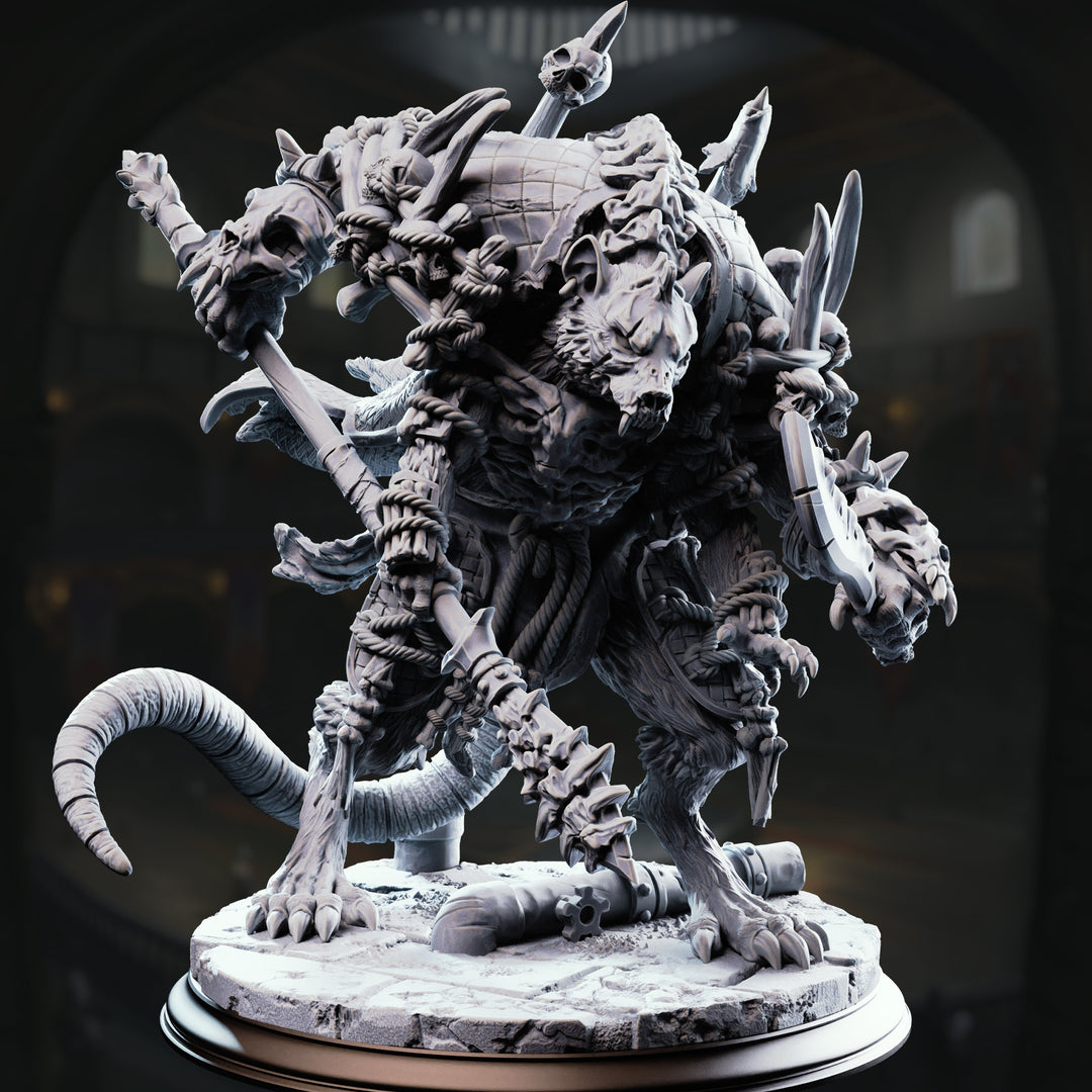 The Rat King - Konigsratte unpainted resin fantasy miniature by DM Stash, 28-32mm DnD tabletop model.