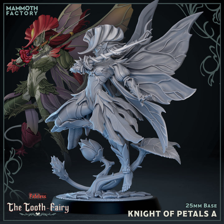 Knight of Petals unpainted resin elf miniature by Mammoth Factory, 28-32mm DnD tabletop model.