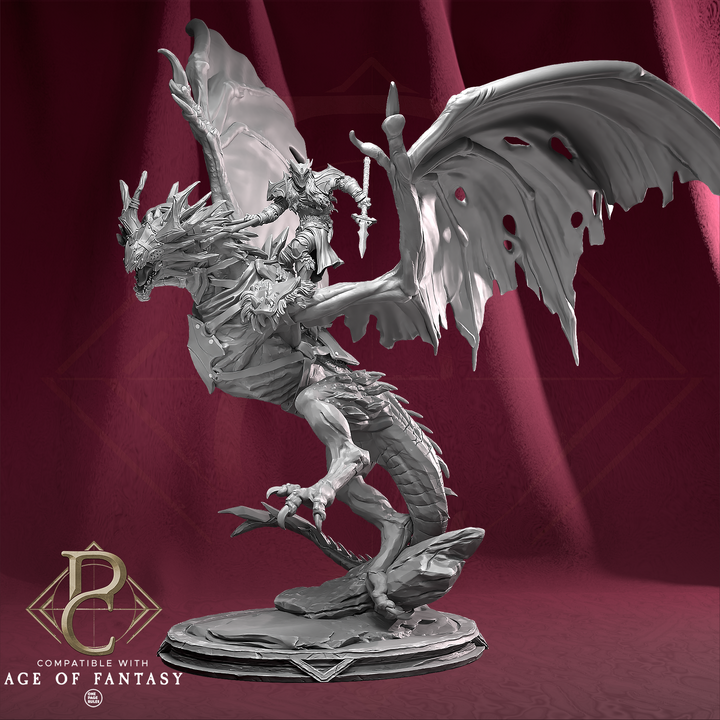 Lanceritros Frostbound Wyrm unpainted resin dragon centerpiece miniature by Parasite Collectibles, 28-32mm DnD tabletop model.