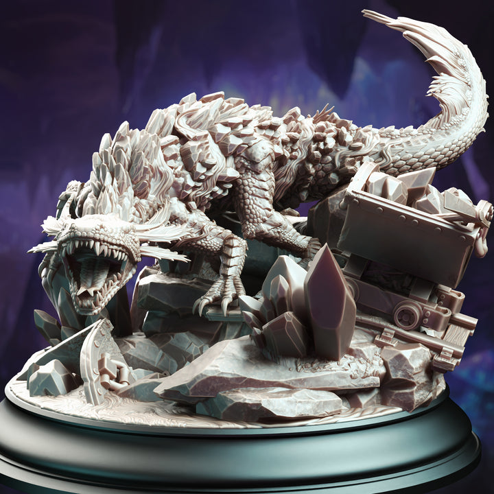 Lava Elemental Salamander unpainted resin elemental miniature by DM Stash, 28-32mm DnD tabletop model.