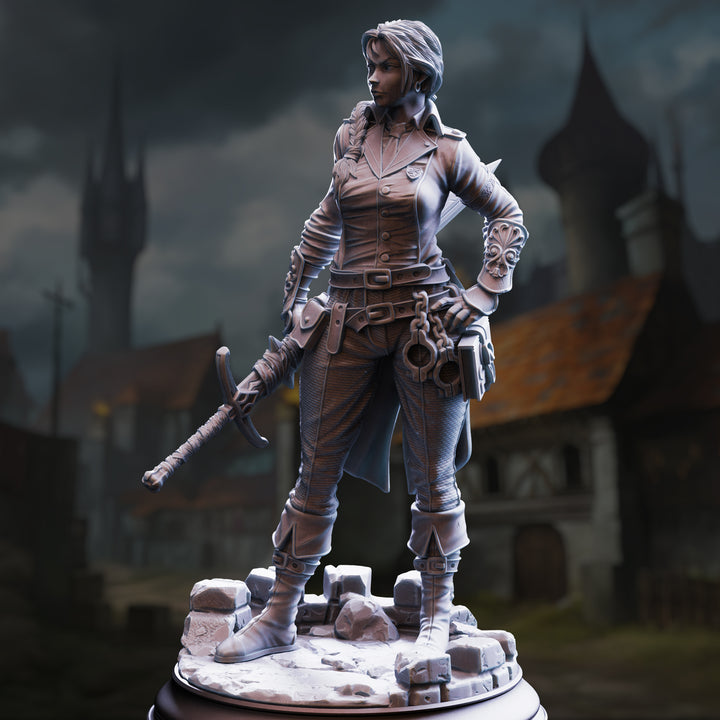 Senior Justicar - Lieutenant Gwendolen Proud unpainted resin character miniature by DM Stash, 28-32mm DnD tabletop model.