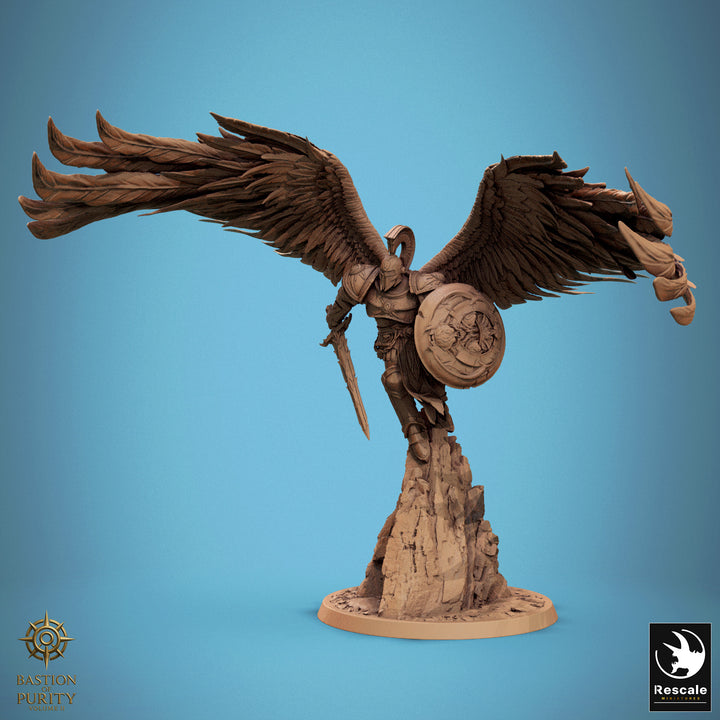 Lord Celestian Prime unpainted resin angel miniature by Rescale Miniatures, 28-32mm DnD tabletop model.