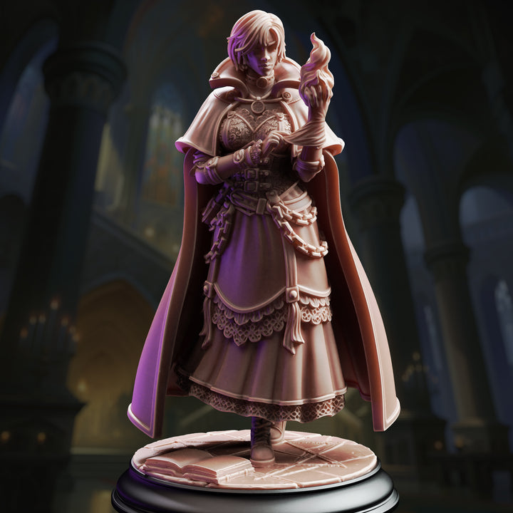 Gothic Sorceress - Lune de la Rue unpainted resin sorcerer miniature by DM Stash, 28-32mm DnD tabletop model.