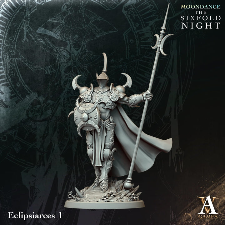 Eclipsiarces unpainted resin character miniature by Archvillain Games, 28-32mm DnD tabletop model.