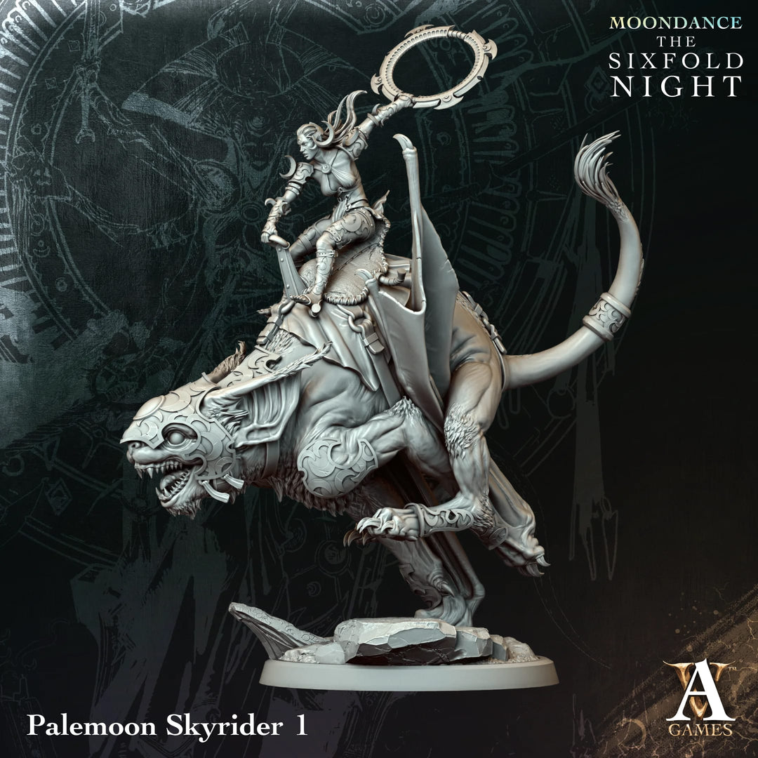Palemoon Skyrider unpainted resin fantasy miniature by Archvillain Games, 28-32mm DnD tabletop model.