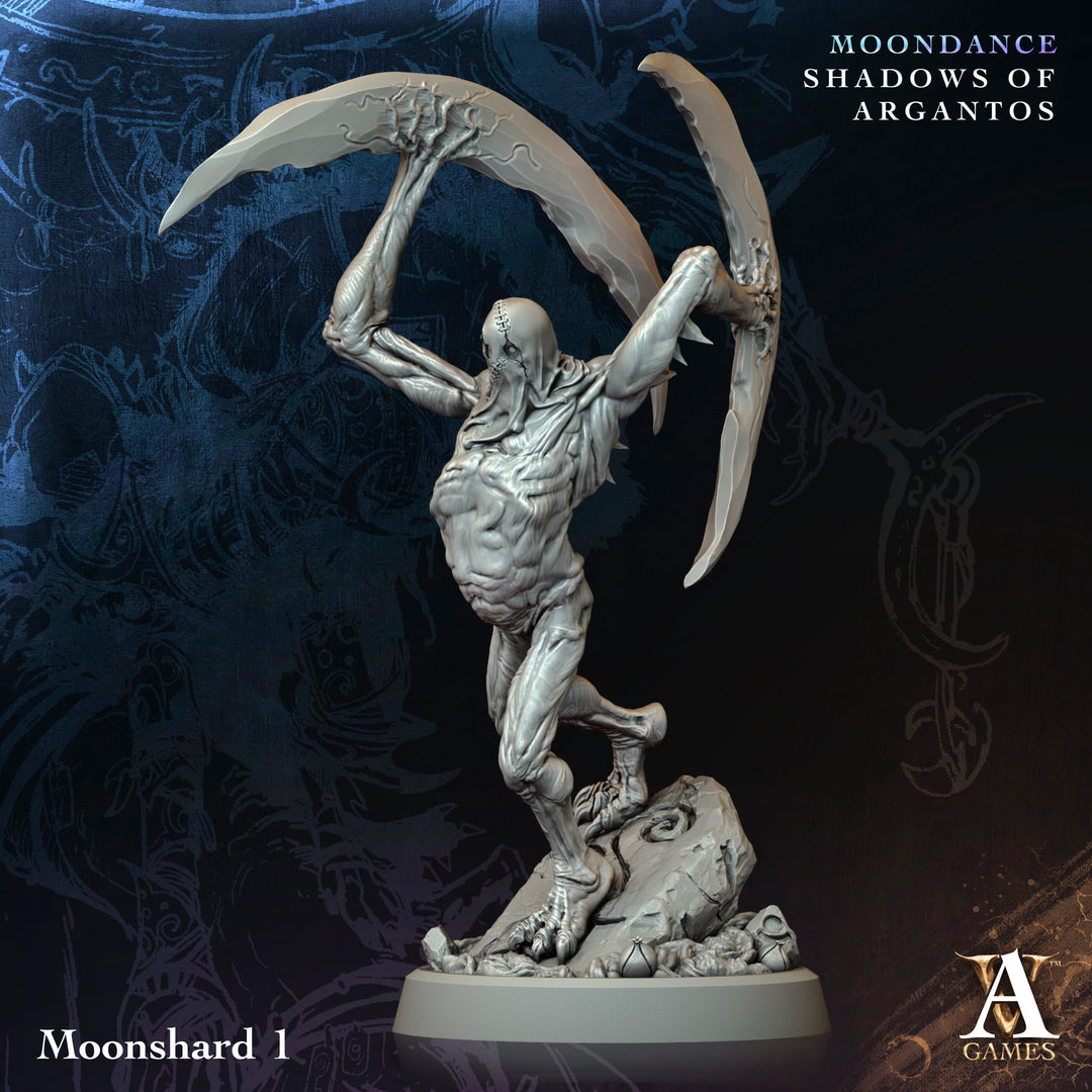 Moonshards unpainted resin fantasy miniature by Archvillain Games, 28-32mm DnD tabletop model.