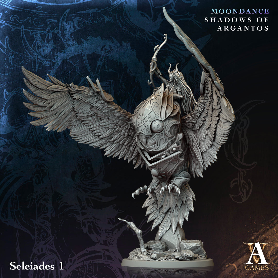 Seleiades unpainted resin fantasy miniature by Archvillain Games, 28-32mm DnD tabletop model.