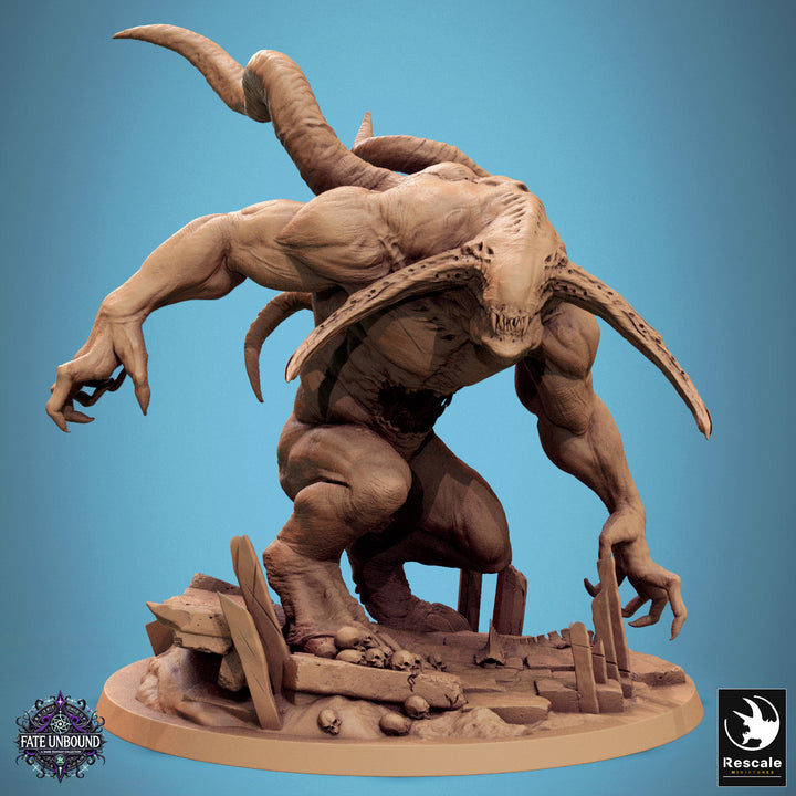Monstrosity Malgorth unpainted resin fantasy miniature by Rescale Miniatures, 28-32mm DnD tabletop model.